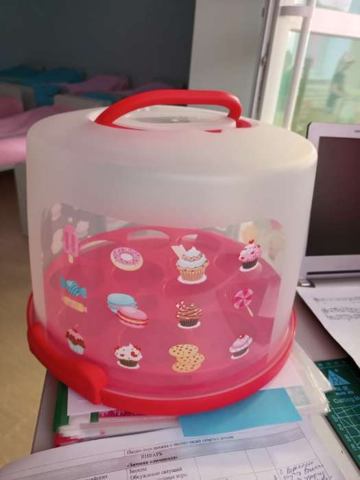 Фотография покупателя товара Тортовница с крышкой, съёмная подставка для пирожных, 11 ячеек, 30.5×21.5 см, красная - Фото 1