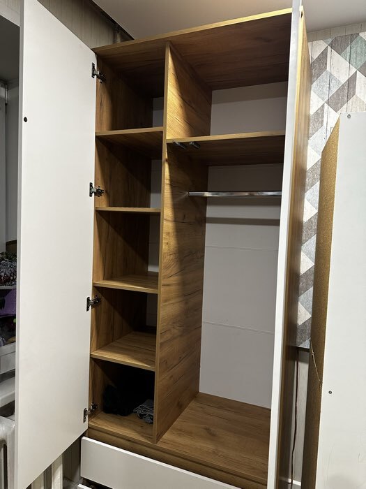 Фотография покупателя товара Шкаф двухстворчатый для одежды «Лора», 2 ящика, 2200×900×570 мм, цвет серый - Фото 2