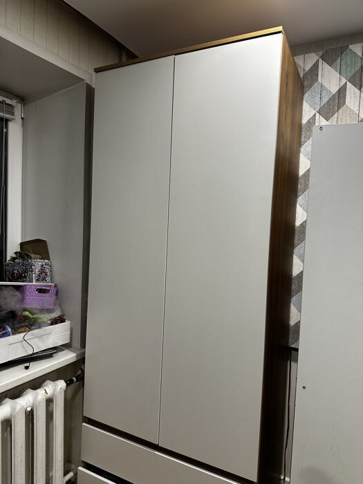 Фотография покупателя товара Шкаф двухстворчатый для одежды «Лора», 2 ящика, 2200×900×570 мм, цвет серый - Фото 1