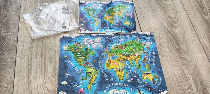 Фотография покупателя товара Пазл YOSHATOYS «Карта мира - материки и океаны» - Фото 2