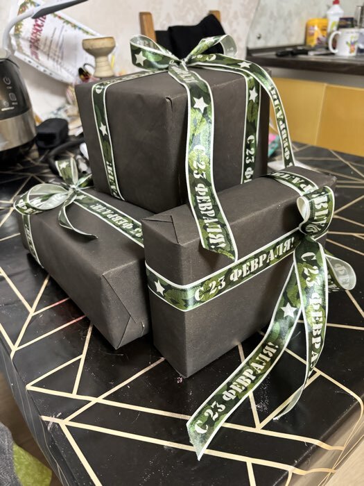 Фотография покупателя товара Лента атласная «С 23 Февраля!», 2.5 см × 22.5 (± 1) м, зелёная - Фото 1