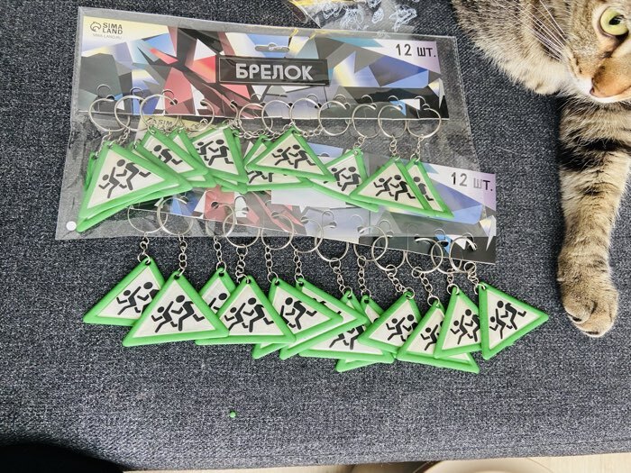 Фотография покупателя товара Брелок для ключей на кольце «Дорожный знак», пластик светоотражающий, 6.2×4.5 см, МИКС - Фото 1