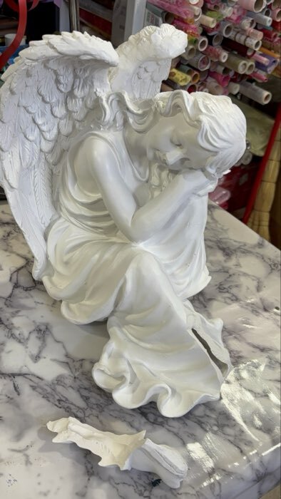 Фотография покупателя товара Фигурка гипс «Ангел девушка сидя», большая, белый 28×45×37 см - Фото 21
