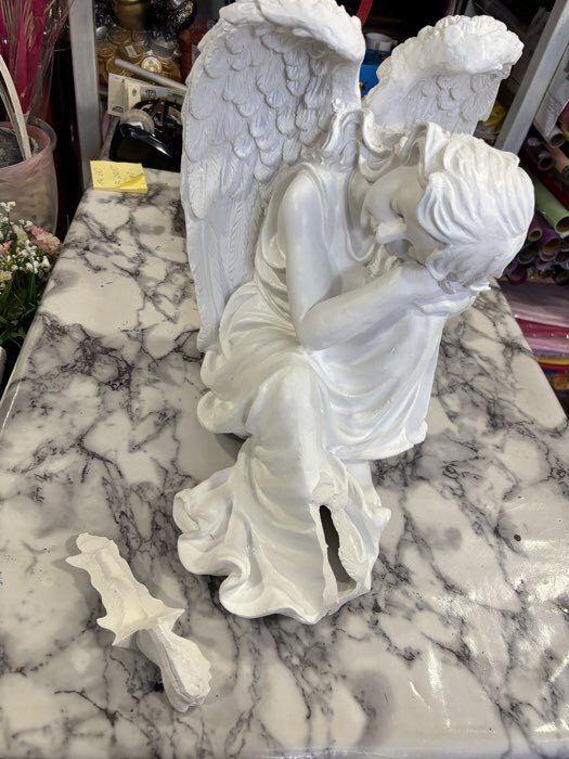 Фотография покупателя товара Фигурка гипс «Ангел девушка сидя», большая, белый 28×45×37 см - Фото 18