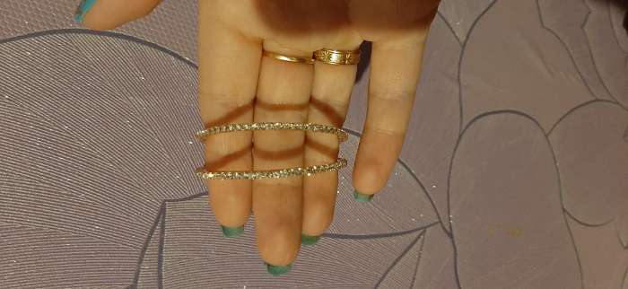 Фотография покупателя товара Серьги-кольца Princess дорожка, цвет белый в серебре, d=5 см - Фото 1