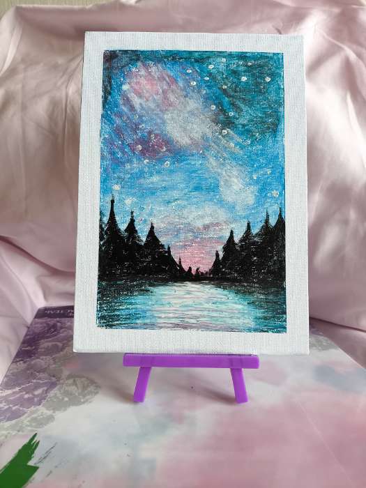 Фотография покупателя товара Рисование пастелью с мольбертом «Ночное небо», набор для творчества - Фото 1