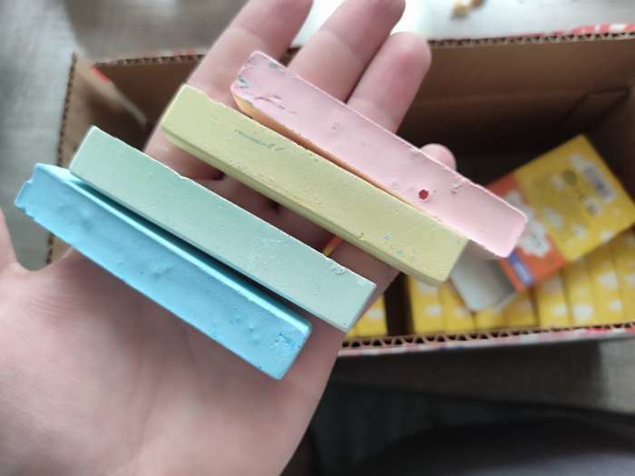 Фотография покупателя товара Мелки цветные Calligrata, в наборе 4 штуки, квадратные - Фото 2