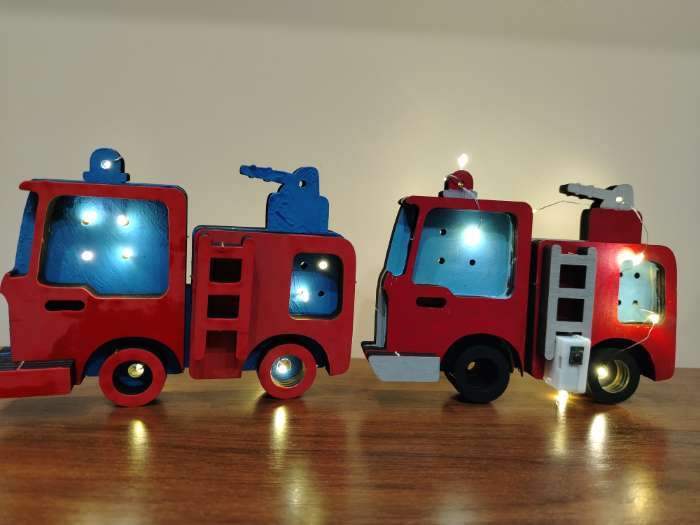 Фотография покупателя товара Ночник своими руками деревянный «Пожарная машина», набор для творчества - Фото 2