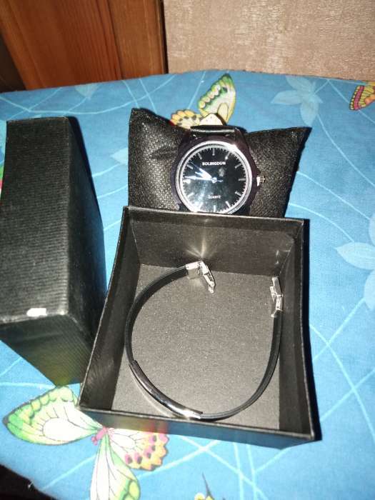 Фотография покупателя товара Мужской подарочный набор Bolingdun 2 в 1: наручные часы, браслет, d-4.2 см - Фото 1