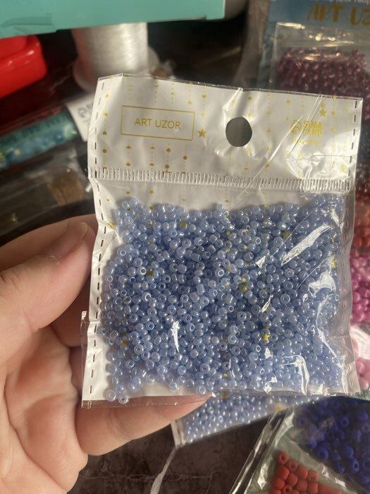 Фотография покупателя товара Бисер стекло 12/0 «Цветная серединка. Васильковый», 30 г - Фото 1