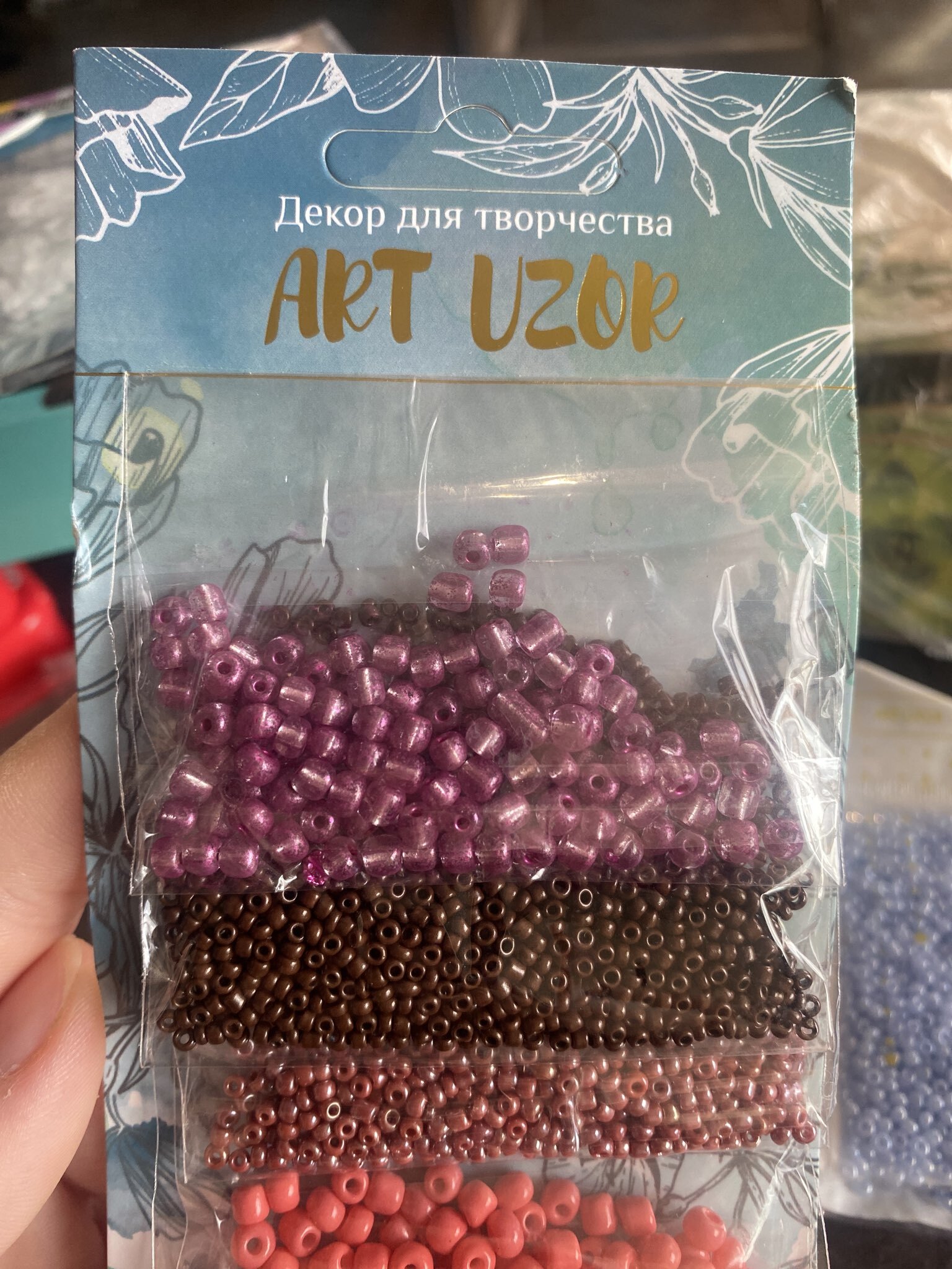 Фотография покупателя товара Бисер круглый «Оттенки розового», 6 цветов × 10 г - Фото 3