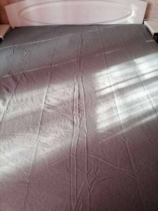 Фотография покупателя товара Простыня на резинке 2-спальная «Этель», 180×200+25 см, бязь, серо-зелёная - Фото 2