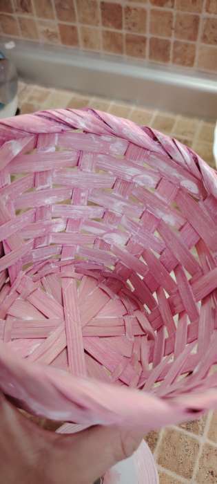 Фотография покупателя товара Корзина плетёная для хранения, 13×13×9.5 см, ручка h=21 см, бамбук, светло - розовая, Greengo - Фото 16