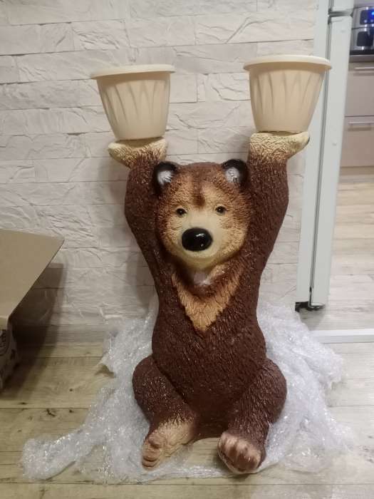 Фотография покупателя товара Садовая фигура из гипса «Медведь большой с кашпо», 75×30×40 см - Фото 1