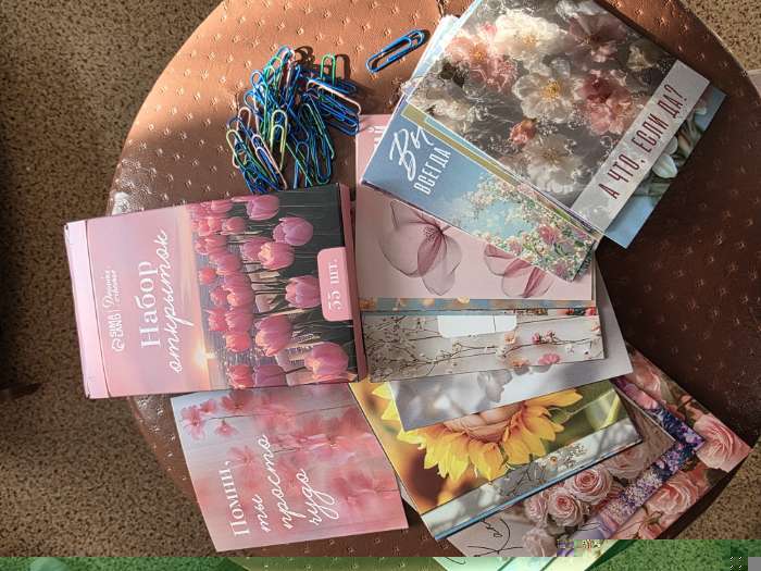 Фотография покупателя товара Открытки-мини в коробке со скрепками «Цветы», набор 35 штук, 8×10 см - Фото 1