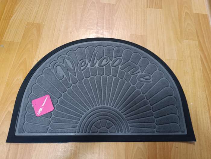 Фотография покупателя товара Коврик придверный полукруглый Доляна Welcome арки, 40×60 см, с окантовкой, цвет коричневый - Фото 1