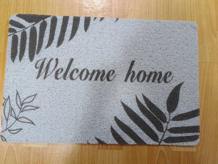 Фотография покупателя товара Коврик придверный Доляна Welcome home, 38×58 см, серый - Фото 1