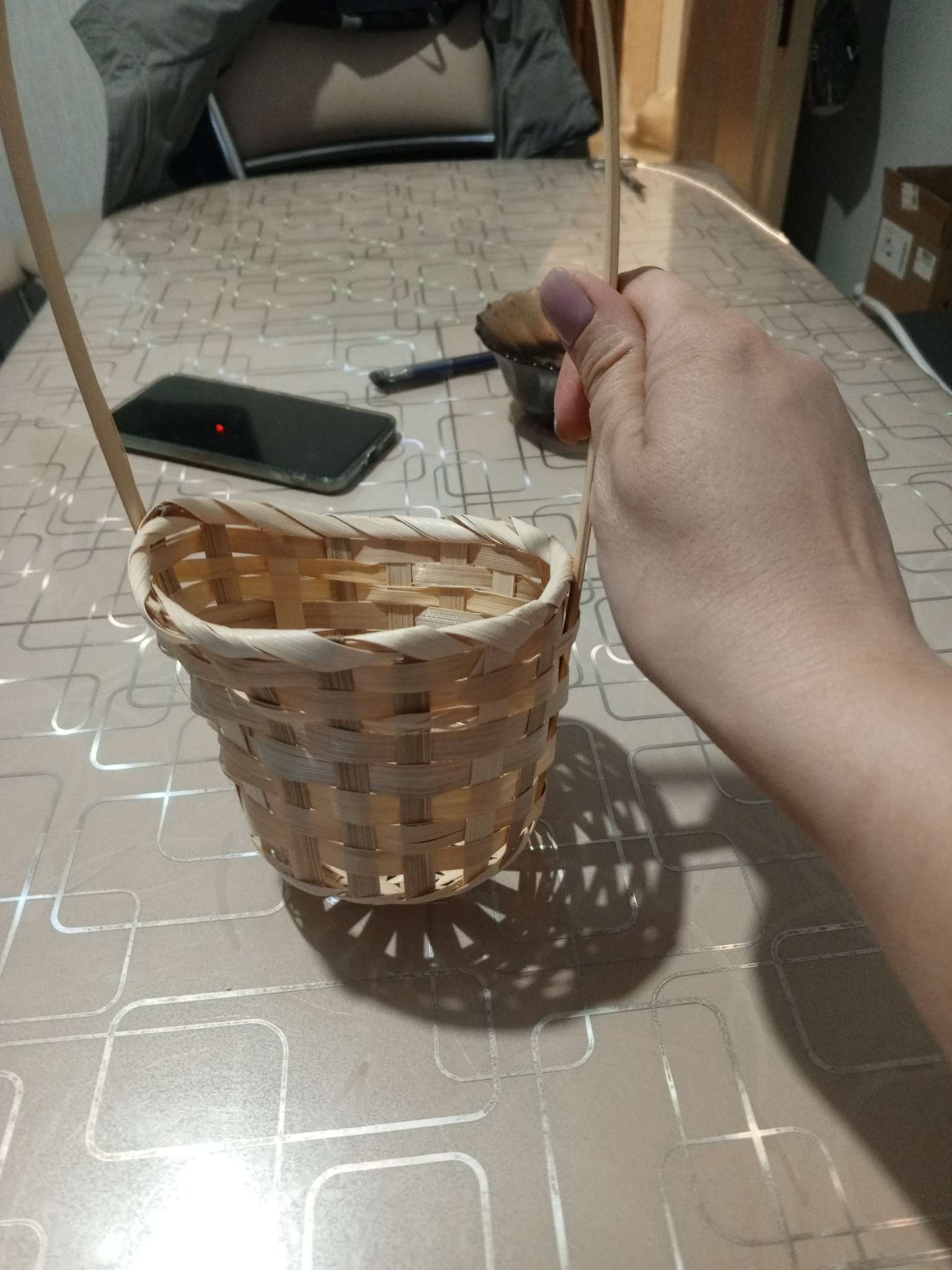 Фотография покупателя товара Корзина плетёная, 13×13×9.5 см, ручка h=21 см, бамбук, натуральный цвет, Greengo - Фото 23