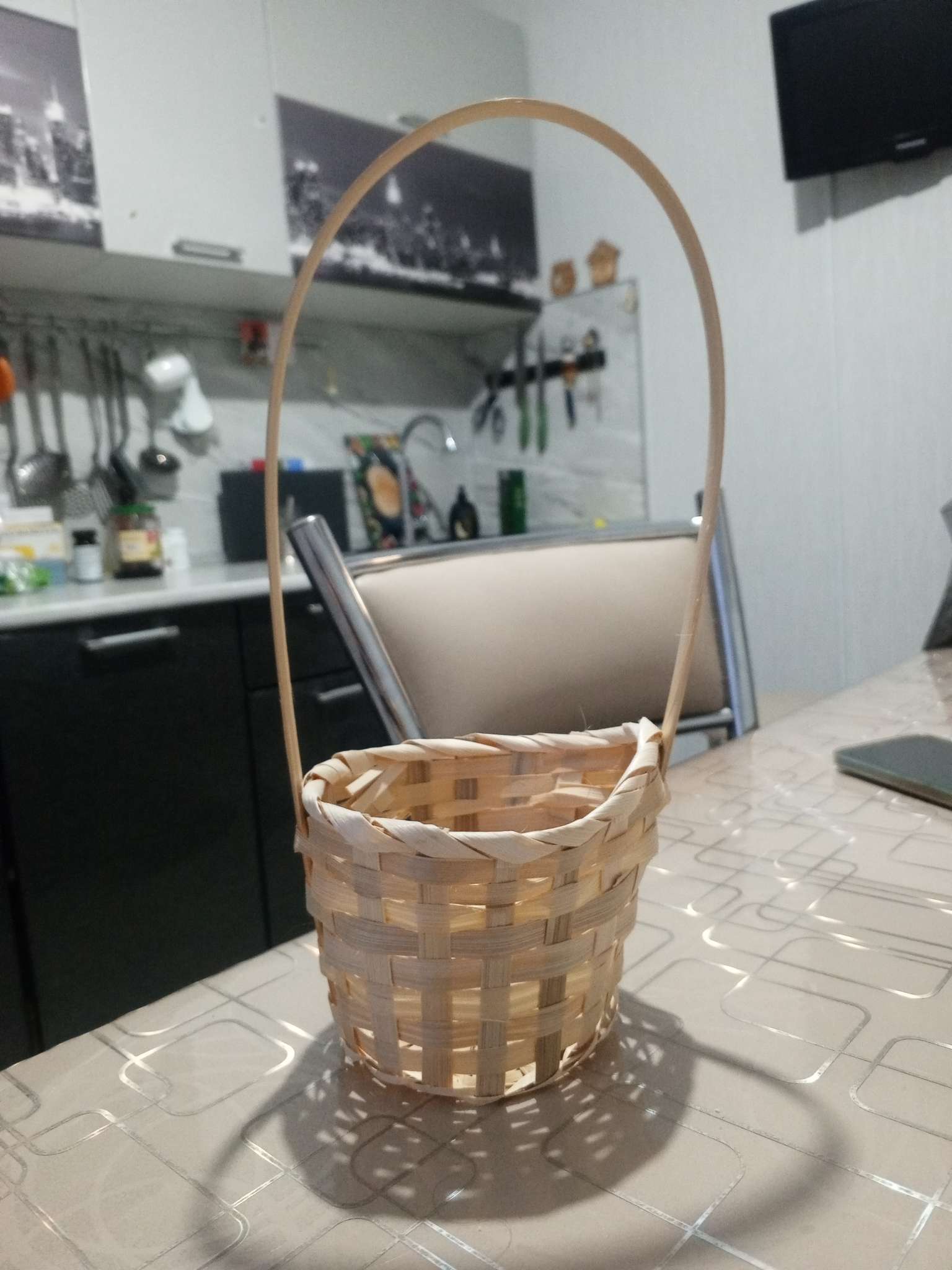 Фотография покупателя товара Корзина плетёная, 13×13×9.5 см, ручка h=21 см, бамбук, натуральный цвет, Greengo - Фото 24