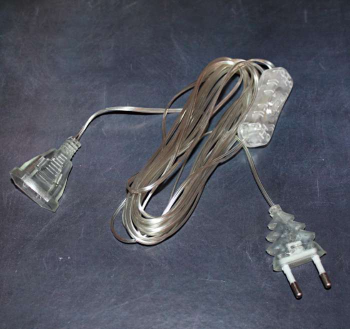 Фотография покупателя товара Удлинитель для комнатных гирлянд с выключателем, 3 м, прозрачная нить, УМС-вилка