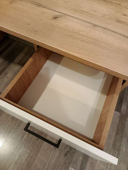 Фотография покупателя товара Стол письменный «Лайт», 3 ящика, 1200×750×596 мм, цвет белый/дуб золотой - Фото 1