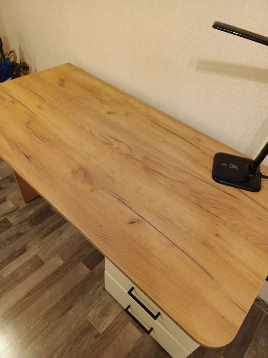 Фотография покупателя товара Стол письменный «Лайт», 3 ящика, 1200×750×596 мм, цвет белый/дуб золотой - Фото 3