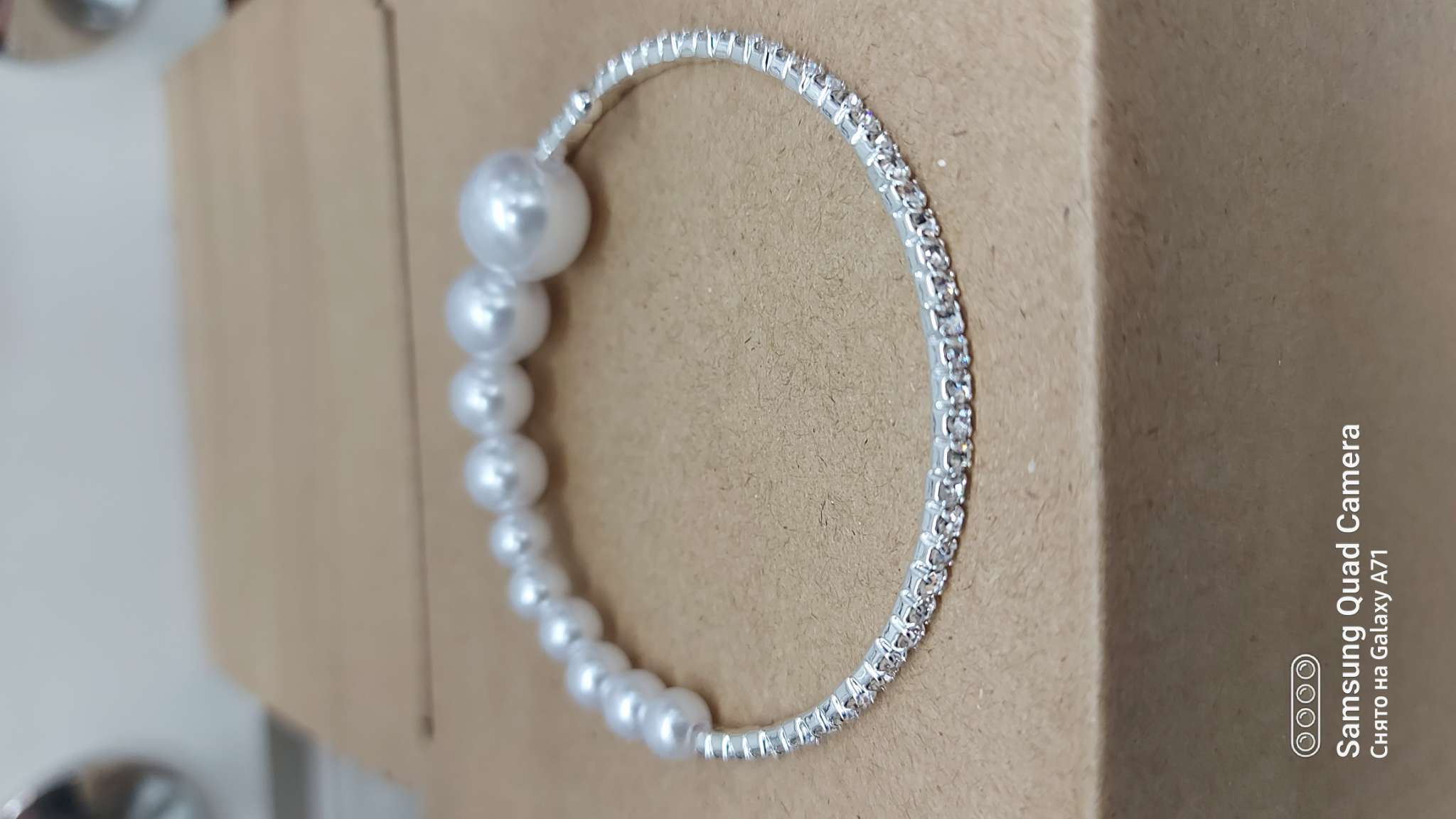 Фотография покупателя товара Браслет с жемчугом «Жемчуг» на убывание, d=6.5 белый в серебре - Фото 1