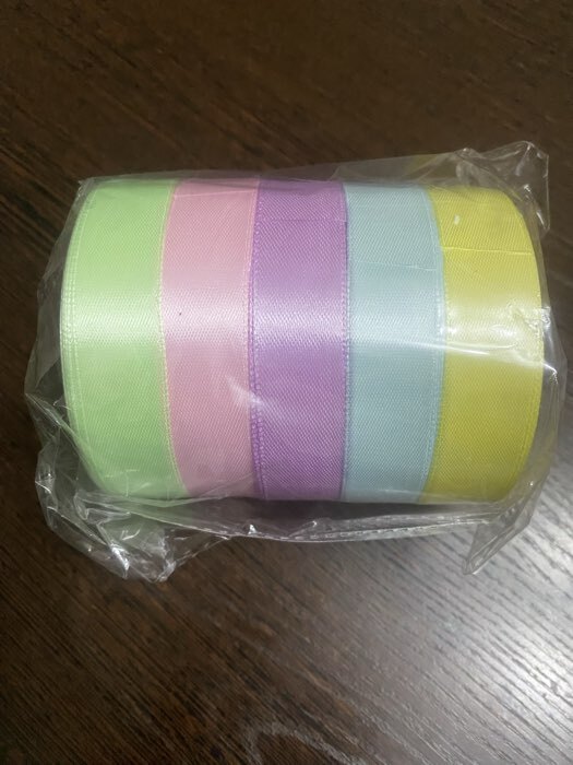 Фотография покупателя товара Атласная лента, набор 5 шт. «Пастельный», 10 мм, 23±1 м - Фото 1