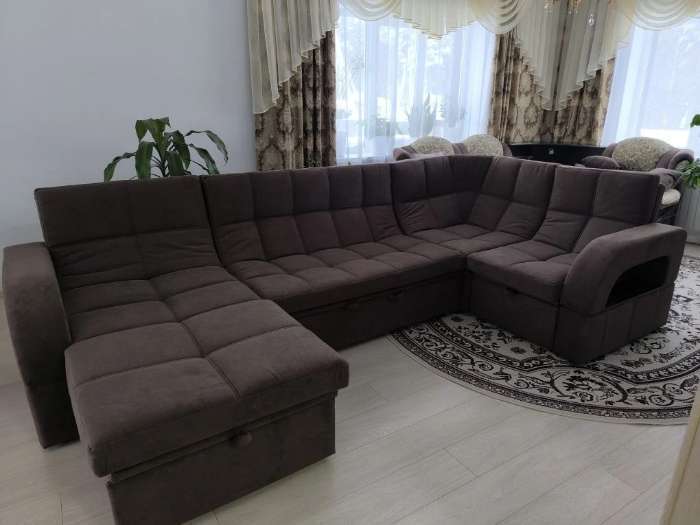 Фотография покупателя товара Диван п – образный «Майами 4», универсальный, механизм венеция, велюр, цвет галакси лайт 026 - Фото 1