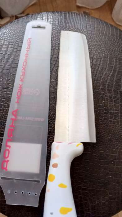 Фотография покупателя товара Нож - топорик кухонный Доляна Sparkle, лезвие 20 см, цвет белый - Фото 1