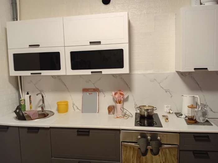 Фотография покупателя товара Кухонный гарнитур прямой «Монако», 1600 мм, МДФ, цвет софт белый/софт графит - Фото 1