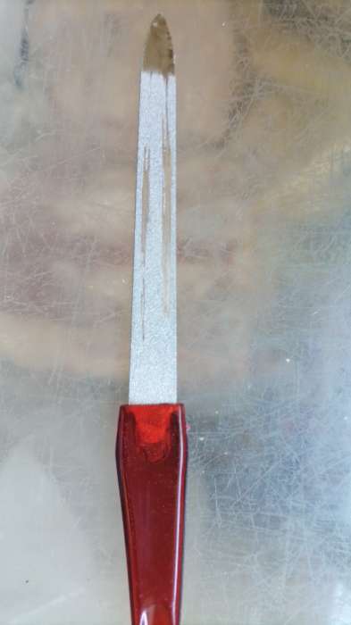 Фотография покупателя товара Пилка металлическая для ногтей, 15 см, в чехле, цвет «янтарный» - Фото 3
