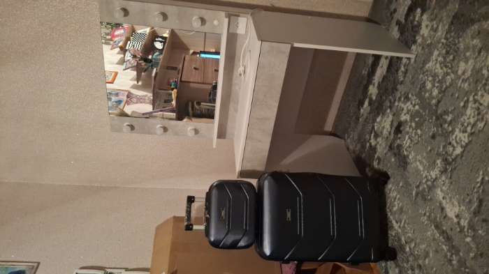 Фотография покупателя товара Столик туалетный с зеркалом «Акцент 12», с подсветкой, 800×476×1500 мм, белое сияние, цемент светлый - Фото 1