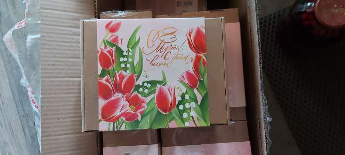 Фотография покупателя товара Подарочный набор «С 8 марта!», кружка, джем, чай 20 г, блокнот, конфеты - Фото 2