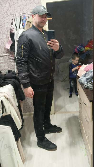 Фотография покупателя товара Бомбер мужской на молнии MIST, размер 50, серый - Фото 1