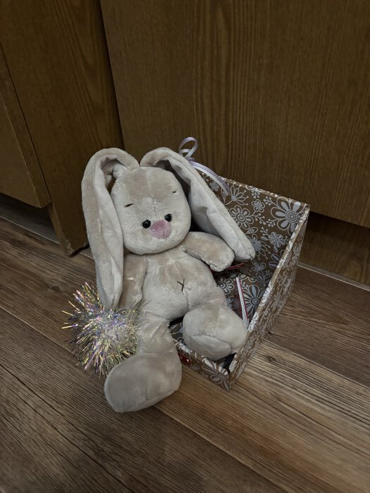 Фотография покупателя товара Мягкая игрушка «Зайка Ми с новогодней подвеской», 15 см - Фото 1