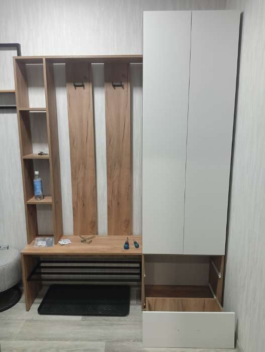 Фотография покупателя товара Прихожая «Домино», 1500×350×2116 мм, цвет крафт золотой/белый - Фото 44