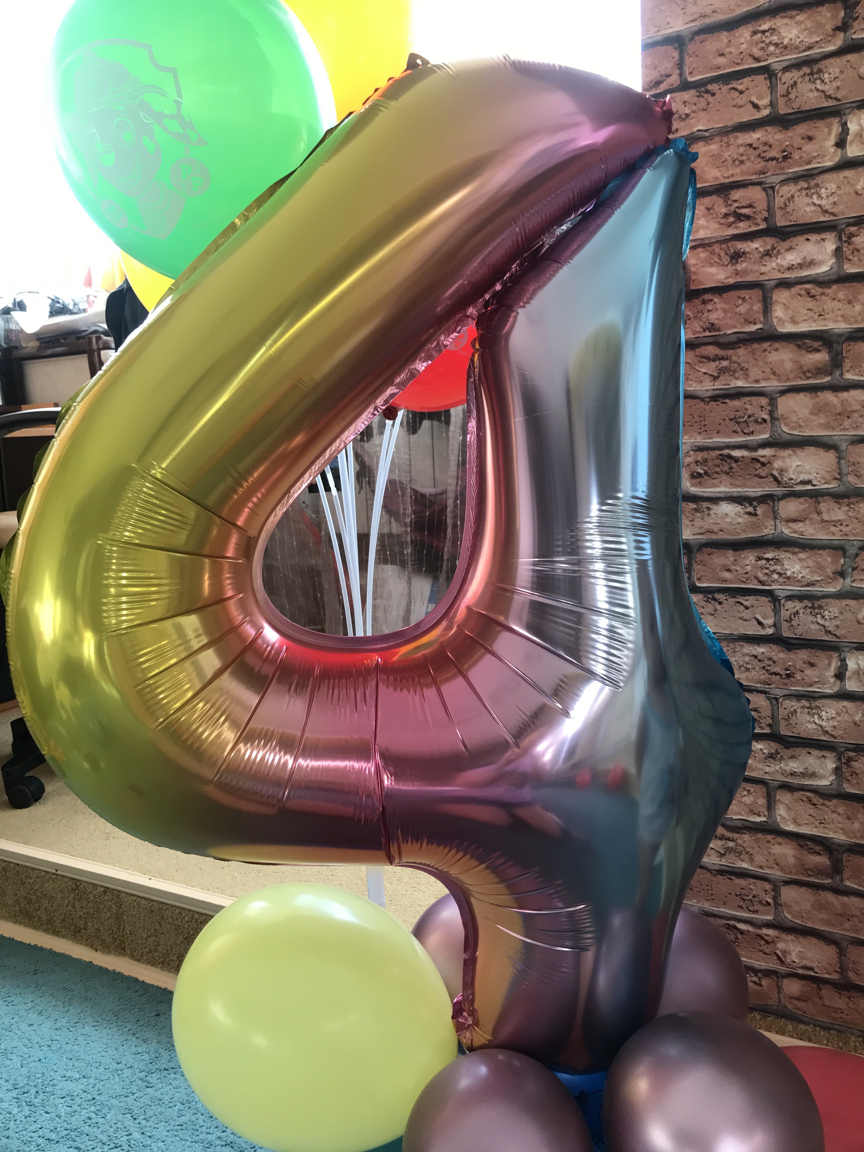 Фотография покупателя товара Букет из шаров "0", цифра, фольга, латекс, набор 9 шт, цвет градиент - Фото 5