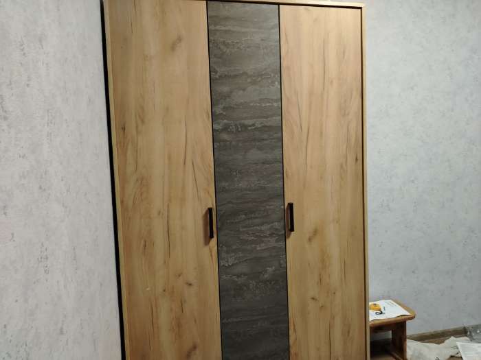 Фотография покупателя товара Шкаф прямой трёхстворчатый «МСП», с зеркалом, 1201×500×2094 мм, цвет дуб золотой/камень