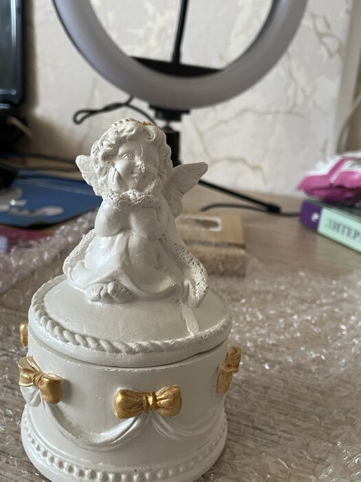 Фотография покупателя товара Шкатулка для украшений «Ангел», гипс, 12×9 см, перламутр - Фото 1