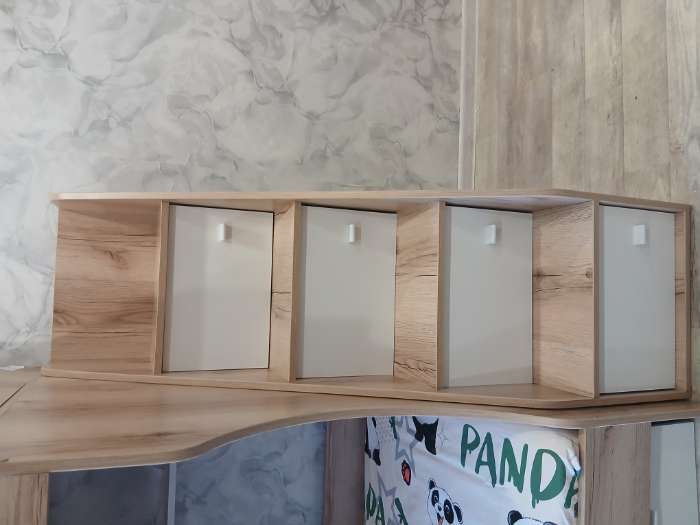 Фотография покупателя товара Кровать двухъярусная «Геометрия 2», с лесенкой, спальное место 800×1800 мм, 2258×842×1611 мм, цвет делано светлый/белый - Фото 5