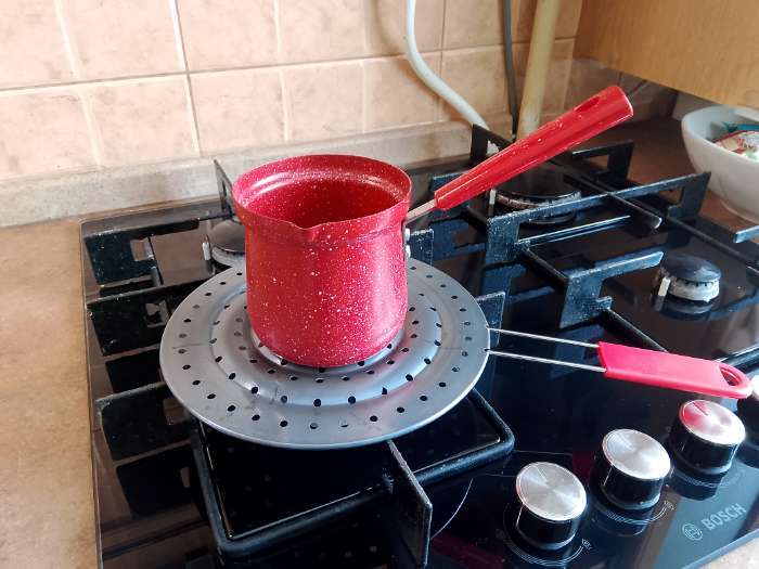 Фотография покупателя товара Турка Доляна «Мрамор рэд», 800 мл, d=10 см, антипригарное покрытие, индукция, красная - Фото 1