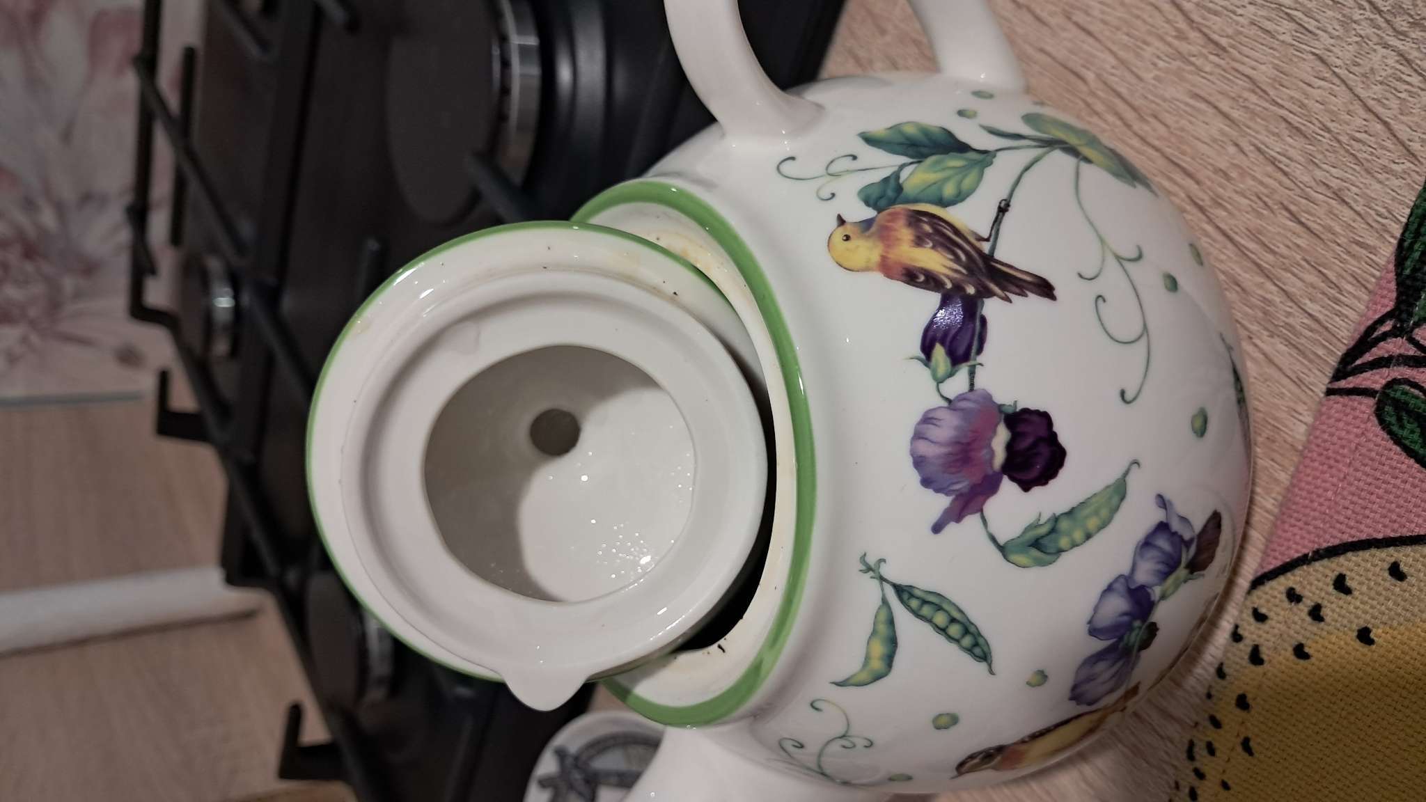 Фотография покупателя товара Заварочный чайник Доляна «Зелёный сад», 900 мл, фарфор, белый - Фото 2