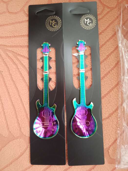 Фотография покупателя товара Ложка десертная из нержавеющей стали Magistro «Гитара», длина 12 см, золотистая - Фото 1