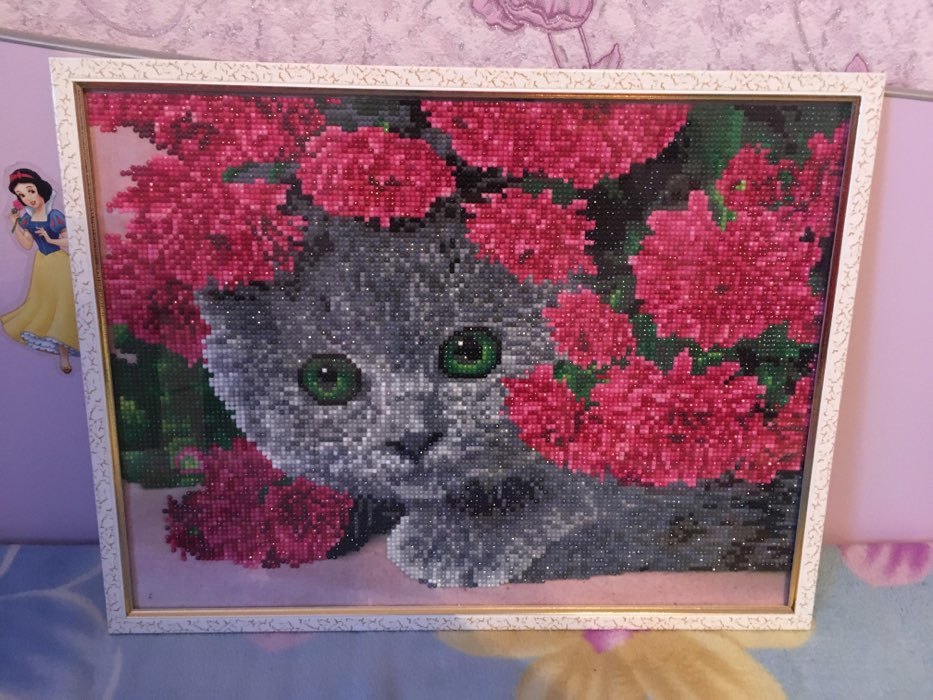 Фотография покупателя товара Алмазная мозаика с частичным заполнением «Котёнок», 40 х 30 см. Набор для творчества - Фото 1