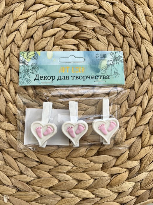 Фотография покупателя товара Декор для творчества дерево «Прищепка. Сердце с ножками», розовый, набор 3 шт., 1.7×3×5 см - Фото 1