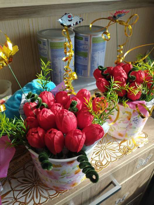 Фотография покупателя товара Мыльные цветы, тюльпаны, розовые, набор 50 шт., в коробке - Фото 1