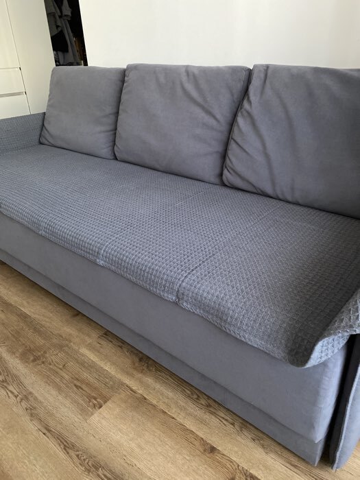 Фотография покупателя товара Плед вафельный «Этель» 220×240 см, хлопок 100%, серый - Фото 2