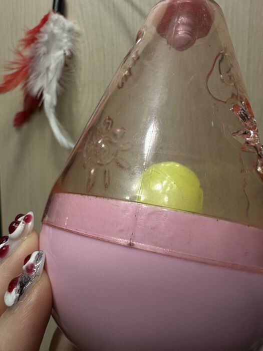 Фотография покупателя товара Игрушка-неваляшка для кошек «Мышь-фонтан», с отверстиями для лакомства и бубенчиком - Фото 3