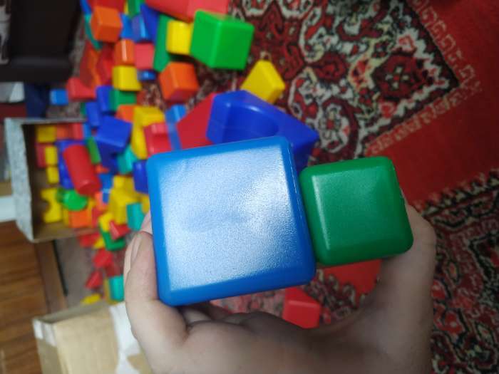 Фотография покупателя товара Кубики детские, пластиковые, цветные, 60 штук, 6×6 см - Фото 1